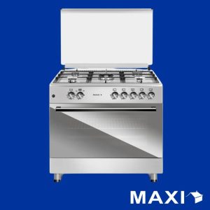 Maxi Style 60x90 Free Standing Gas Cooker (MAXI STYLE 60*90 (5B) INOX) – 5 Gas Burners, Inox